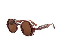 HYYZZC Klassische runde Retro-Sonnenbrille für Damen, modisch und trendig in Jelly-Farben, UV400-Schutz, Vintage-Stil, grau-teefarben, Einheitsgröße