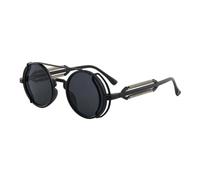 HYYZZC Klassische runde Retro-Sonnenbrille für Damen, modisch und trendig in Jelly-Farben, UV400-Schutz, Vintage-Stil, grau-grüne Sonnenbrille, Einheitsgröße