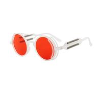 HYYZZC Klassische runde Retro-Sonnenbrille für Damen, modisch und trendig in Jelly-Farben, UV400-Schutz, Vintage-Stil, grau-orangefarben, Einheitsgröße
