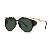 HYYZZC Modische Damen-Sonnenbrille mit Doppelsteg, Retro-Farbverlauf, UV400, trendige Herren-Sonnenbrille, einzigartiges Design, Schwarz/Dunkelgrün, Einheitsgröße