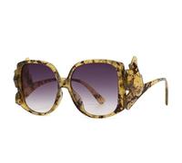 HYYZZC Modische, farbenfrohe quadratische Sonnenbrille für Damen und Herren im Retro-Stil mit einzigartigem Farbverlauf und UV400-Schutz. Trendige Sonnenbrille in Bernsteingrau, Einheitsgröße.