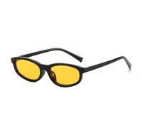HYYZZC Modische kleine Cat-Eye-Sonnenbrille für Damen im Retro-Stil, gelb-blau getönt, UV400-Schutz. Trendige Sonnenbrille für Herren, schwarz-gelb, Einheitsgröße.