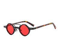 HYYZZC Modische kleine quadratische Sonnenbrille für Damen im Retro-Stil mit Doppelsteg, klaren Gläsern, UV400-Schutz, Nieten, Punk-Design, Schwarz-Leopardenmuster, Rot, Einheitsgröße