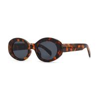 HYYZZC Modische ovale Sonnenbrille für Damen und Herren, UV400-Schutz, Retro-Sonnenbrille mit Leopardenmuster, grau, Einheitsgröße