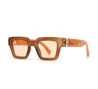 HYYZZC Modische quadratische Luxus-Sonnenbrille für Damen in Vintage-Bonbonfarben mit klarem Farbverlauf, auch als Punk-Sonnenbrille für Herren erhältlich, in Tee-Orange, Einheitsgröße
