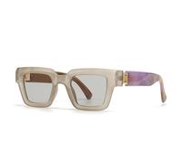 HYYZZC Modische quadratische Luxus-Sonnenbrille für Damen und Herren in Vintage-Bonbonfarben mit klarem Farbverlauf. Auch als Punk-Sonnenbrille erhältlich. Champagner-Hellgrau, Einheitsgröße.