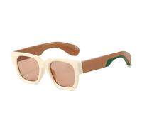 HYYZZC Modische quadratische Sonnenbrille für Damen und Herren in zwei Farben, Retro-Stil, blau-gelbe Farbtöne, UV400, beige-champagnerfarben, Einheitsgröße
