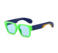 HYYZZC Modische quadratische Sonnenbrille für Damen und Herren in zwei Farben, Retro-Stil, blau-gelbe Farbtöne, UV400, grün-hellblau, Einheitsgröße