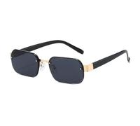 HYYZZC Modische, randlose, quadratische Sonnenbrille für Damen und Herren im Retro-Stil mit Nieten, klaren Gläsern und UV-Schutz 400, grau, Einheitsgröße