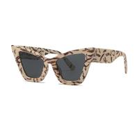 HYYZZC Modische, übergroße Cat-Eye-Sonnenbrille für Damen und Herren mit Vintage-Farbverlauf, UV400-Schutz, beige-grau gemustert, Einheitsgröße