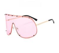 HYYZZC Modische, übergroße Luxus-Sonnenbrille für Damen und Herren, modernes, einteiliges Brillengestell, UV400-Schutz, rosa, Einheitsgröße