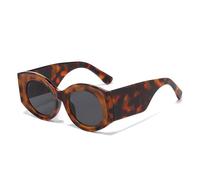 HYYZZC Modische, übergroße ovale Damen-Sonnenbrille im Retro-Look mit Jelly-Farben, UV400-Schutz, Farbverlauf, ideal zum Shoppen, Reisen, für Strandpartys, Radfahren, Leopardengrau, Einheitsgröße
