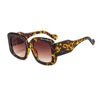 HYYZZC Modische, übergroße quadratische Sonnenbrille für Damen und Herren im Vintage-Stil mit Farbverlauf. Trendige Sonnenbrille in Grün und Lila mit UV400-Schutz und Leopardenmuster. Einheitsgröße.
