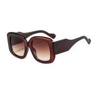 HYYZZC Modische, übergroße quadratische Sonnenbrille für Damen und Herren im Vintage-Stil mit Farbverlauf in Grün und Lila. UV400-Schutz, Farbverlauf in Teebraun, Einheitsgröße.