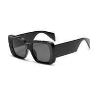 HYYZZC Modische, übergroße quadratische Sonnenbrille für Damen und Herren in Jelly-Farben mit Retro-Muster, weiten Beinen und Farbverlauf, UV400-Schutz, Schwarz/Grau, Einheitsgröße