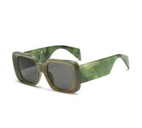 HYYZZC Modische, übergroße quadratische Sonnenbrille für Damen und Herren in Jelly-Farben mit Retro-Muster, weiten Beinen und Farbverlauf, UV400-Schutz, olivgrün-grau, Einheitsgröße