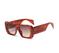 HYYZZC Modische, übergroße quadratische Sonnenbrille für Damen und Herren in Jelly-Farben mit Retro-Muster, weiten Beinen und Farbverlauf, UV400-Schutz, braun-meliert, Einheitsgröße