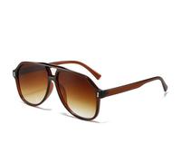 HYYZZC Modische, übergroße Sonnenbrille mit Doppelsteg, Vintage-Nieten, rot-blau, trendiger Punk-Stil, UV400-Schutz, braun-teefarbener Farbverlauf, Einheitsgröße