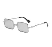 HYYZZC Punkige, quadratische Sonnenbrille für Herren und Damen, modische, klare Spiegelgläser, UV400, silberfarben, Einheitsgröße