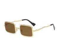 HYYZZC Punkige, quadratische Sonnenbrille für Herren und Damen, modische, klare Spiegelgläser, UV400, trendige Sonnenbrille, Farbe: Golden Tea, Einheitsgröße