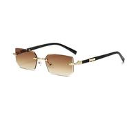 HYYZZC Randlose Sonnenbrille für Männer und Frauen, rahmenlose rechteckige Sonnenbrille, Schattierungen für den Sommer, Reisebrille, UV400, Farbverlauf braun, Einheitsgröße