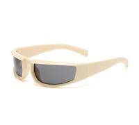 HYYZZC Retro-Punk-Sonnenbrille für Damen, modische, farbenfrohe Spiegelgläser, UV400-Schutzbrille für Herren, Outdoor-Sportbrille, Fahrbrille, Beige-Grau, Einheitsgröße