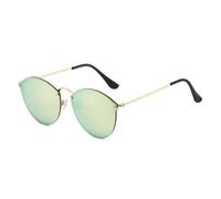 HYYZZC Retro-Sonnenbrille aus Metall, rund, Punk-Stil, UV400, modisch, verspiegelt, gold-rosa verspiegelt, Einheitsgröße