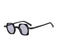 HYYZZC Retro-Sonnenbrille, klein, quadratisch, Damenmode, klare runde Gläser, Ozean-Design, Punk-Nieten-Sonnenbrille, UV400-Schutz, Schwarz/Hellgrau, Einheitsgröße
