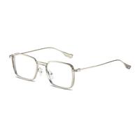 HYYZZC Retro-Sonnenbrille mit quadratischem Metallrahmen für Damen, modische Sonnenbrille mit UV400-Schutz, dunkelgrün, Punk-Optik, silber-transparent, Einheitsgröße