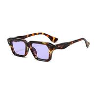 HYYZZC Retro-Sonnenbrille mit quadratischen Nieten, UV400-Schutz, modisches Blau-Lila-Design, klare Gläser, Leopardenmuster, Einheitsgröße. Ideal für Shopping, Reisen, Strandpartys und Radfahren.