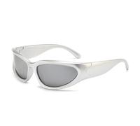 HYYZZC Sonnenbrille für Damen und Herren im Vintage-Stil, klassische ovale Radbrille, modische Steampunk-Sonnenbrille für Sommerpartys und Outdoor-Aktivitäten, silberverspiegelt, Einheitsgröße