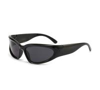 HYYZZC Sonnenbrille für Damen und Herren im Vintage-Stil, klassische ovale Radbrille, modisches Steampunk-Accessoire für Sommer und Outdoor-Partys, Schwarz, Einheitsgröße