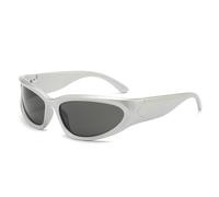 HYYZZC Sonnenbrille für Damen und Herren im Vintage-Stil, klassische ovale Radbrille, modisches Steampunk-Accessoire für Sommer und Outdoor-Partys, silber/schwarz, Einheitsgröße
