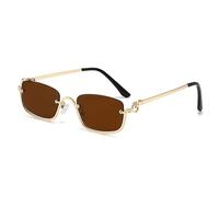 HYYZZC Trendy Kleine Damen-Sonnenbrille Metall Halbrahmen Sonnenbrille Vintage Shades UV400 Brillen Schmale Brille Fahrerbrille, Tee, ein Stück