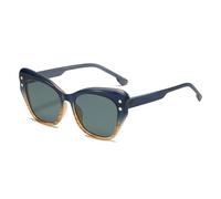 HYYZZC Übergroße Cat-Eye-Sonnenbrille für Damen, modische, farbenfrohe Gläser, UV400, Retro-Stil, trendige Nieten-Sonnenbrille für Herren, blau-grau-grün, Einheitsgröße