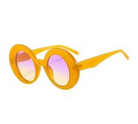 HYYZZC Übergroße ovale Sonnenbrille für Damen, farbenfroh, Retro-Stil, Punk-Look, ideal zum Shoppen, Reisen, für Strandpartys, Radfahren, gelb-lila, Einheitsgröße