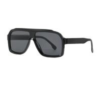 HYYZZC Übergroße quadratische UV400-Sonnenbrille für Damen und Herren, dicker Rahmen, modisch-schicke Polygon-Sonnenbrille, schwarze Gläser, Einheitsgröße