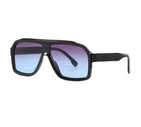 HYYZZC Übergroße quadratische UV400-Sonnenbrille für Damen und Herren mit dickem Rahmen, modisch-schick, mit Polygonmuster, in Schwarz, Grau und Blau, Einheitsgröße