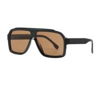 HYYZZC Übergroße quadratische UV400-Sonnenbrille für Damen und Herren mit dickem Rahmen, modisch-schick, mit Polygon-Design, schwarz/braun, Einheitsgröße
