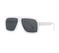 HYYZZC Übergroße quadratische UV400-Sonnenbrille für Damen und Herren mit dickem Rahmen, modisch-schick, mit Polygon-Design, schwarz/weiß, Einheitsgröße
