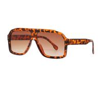 HYYZZC Übergroße quadratische UV400-Sonnenbrille für Damen und Herren mit dickem Rahmen, modisch-schickes Polygon-Design, schwarze Gläser, Leopardenmuster, Einheitsgröße