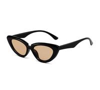 HYYZZC Vintage Cat-Eye-Sonnenbrille für Damen, modisches Olivgrün, trendige Sonnenbrille für Herren mit Farbverlauf, Schwarz-Champagner, Einheitsgröße