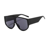 HYYZZC Vintage Oversized Einteilige Runde Sonnenbrille Damenmode Bunte Brille Herren Sonnenbrille, Schwarz Grau, Einheitsgröße