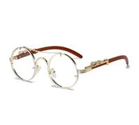 HYYZZC Vintage Punk Runde Sonnenbrille Herren Mode Doppelsteg Mehrfarbige Sonnenbrillen Damen Retro Trendy Sonnenbrille, Gold Weiß, 1 Stück