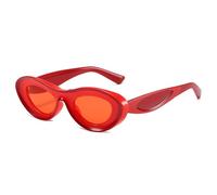 HYYZZC Vintage-Sonnenbrille im Cat-Eye-Stil mit kontrastierenden Farben, modisches ovales Design für Damen und Herren, UV400-Schutz, einzigartige Sonnenbrille, rot, Einheitsgröße