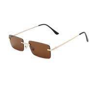 HYYZZC Vintage-Sonnenbrille, rechteckig, randlos, Metall, Damenmode, klare Gläser, UV400, braun, Einheitsgröße