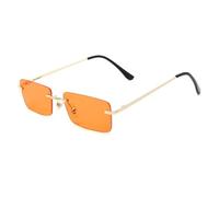 HYYZZC Vintage-Sonnenbrille, rechteckig, randlos, Metall, Damenmode, klare Gläser, UV400, orange, Einheitsgröße