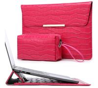 HYZUO 13,3-14 Zoll Laptop Hülle mit Integriertem Ständer für MacBook Pro 14 M4/M3/M2/M1 2025-2021, Air 13,3, 13,5-13,8 Surface Laptop,mit Kleiner Tragetasche, Krokodil-Muster Rosenrot
