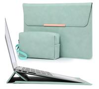HYZUO 13 Zoll Laptop Hülle mit Standfunktion für MacBook Air 13 M4 M3 M2 M1 2025-2018, MacBook Pro 13 M2 M1 2024-2016, iPad Air 13 M2, iPad Pro 13 M4, Surface Pro, mit Zubehörtasche, Minzgrün(Smiley)