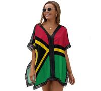 HZCRAES Damen Strandkleid Bikini Cover Up Flagge Von Vanuatu Sommer Strandponcho Strandurlaub Badeanzug Patriotische Streifen V-Ausschnitt Beachwear Bikini Cover-Ups Pareos Für Schwimmbad Strand